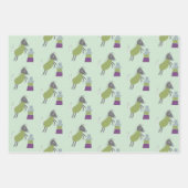 cadeau papier 3 vel paardjes groen roze (Voorkant)