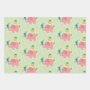 cadeau papier olifant giraf aap inpakpapier vel