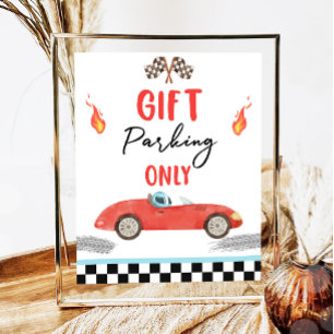 Cadeau Parkeren Alleen Rode Race Auto Twee Snelle Poster