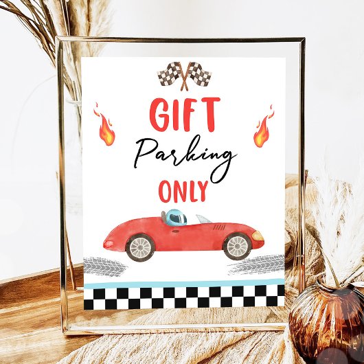 Cadeau Parkeren Alleen Rode Race Auto Twee Snelle  Poster