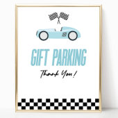 Cadeau Parkeren Blauw Race Car Party Tafelbord Poster