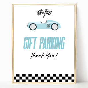 Cadeau Parkeren Blauw Race Car Party Tafelbord Poster