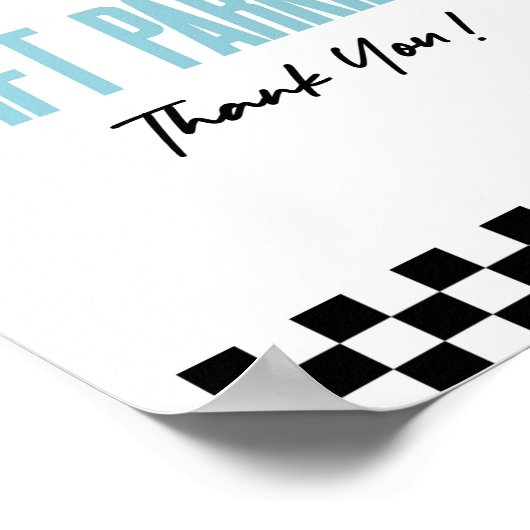 Cadeau Parkeren Blauw Race Car Party Tafelbord Poster (Hoek)