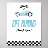 Cadeau Parkeren Blauw Race Car Party Tafelbord Poster (Voorkant)