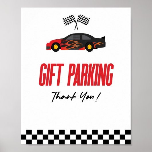 Cadeau Parkeren Rode Race Auto Party Tafelbord Poster (Voorkant)