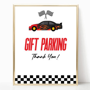 Cadeau Parkeren Rode Race Auto Party Tafelbord Poster