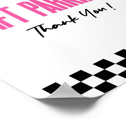 Cadeau Parkeren Roze Race Auto Party Tafelbord Poster (Hoek)