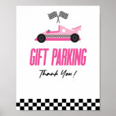 Cadeau Parkeren Roze Race Auto Party Tafelbord Poster (Voorkant)