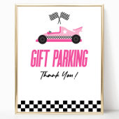 Cadeau Parkeren Roze Race Auto Party Tafelbord Poster
