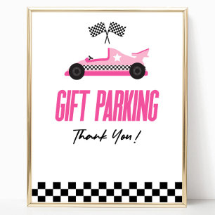 Cadeau Parkeren Roze Race Auto Party Tafelbord Poster