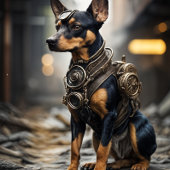 Cadeau Pinscher Steampunk, Annick Inpakpapier Vel