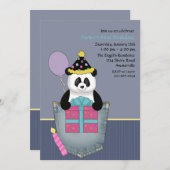 Cadeau Pocket Panda - uitnodiging van de Birthday  (Voorkant / Achterkant)