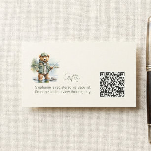 Cadeau registratie QR-code Schattige vissende tedd Informatiekaartje