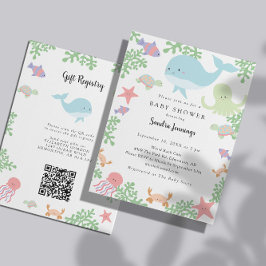 Cadeau registratie QR-code voor Under the Sea baby Kaart