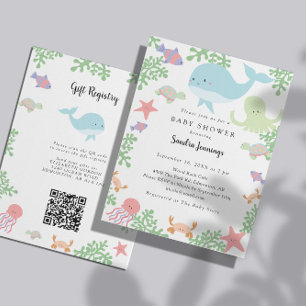 Cadeau registratie QR-code voor Under the Sea baby Kaart