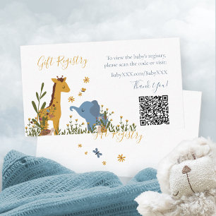 Cadeau Registry Leuke Dieren QR Code Baby shower Informatiekaartje