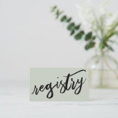 Cadeau Registry Sage Green Casual Handschrift Informatiekaartje (Staand voorkant)
