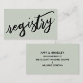 Cadeau Registry Sage Green Casual Handschrift Informatiekaartje (Voorkant / Achterkant)