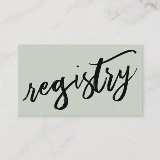 Cadeau Registry Sage Green Casual Handschrift Informatiekaartje (Voorkant)