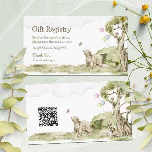 Cadeau Registry wacht nauwelijks op Baby shower QR Informatiekaartje