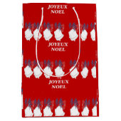 Cadeau Rouge Joyeux Noël Cloches Medium Cadeauzakje (Voorkant)