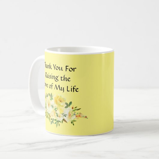 Cadeau Schoonmoeder Moederdag Gele Koffiemok (Voorkant links)