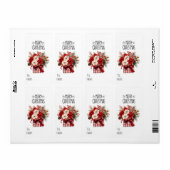 Cadeau Sticker rode rozen + poinsettias kerst (Full Sheet)