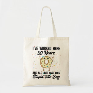 Cadeau ter waardering van 50 jaar werkjubileum tote bag
