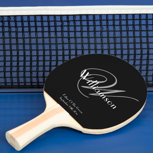 Cadeau Vader Van De Bruidegom Moderne Monogram Scr Tafeltennisbatje (Insitu)