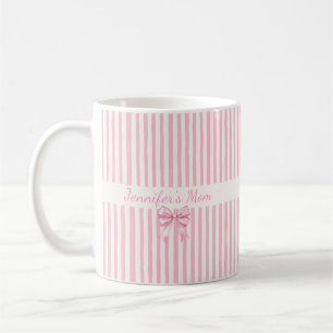 Cadeau Vaderdag Cute roze en witte streep Koffiemok