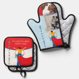 Cadeau Vaderdag voor Super Papa Ovenwant & Pannenlap Set