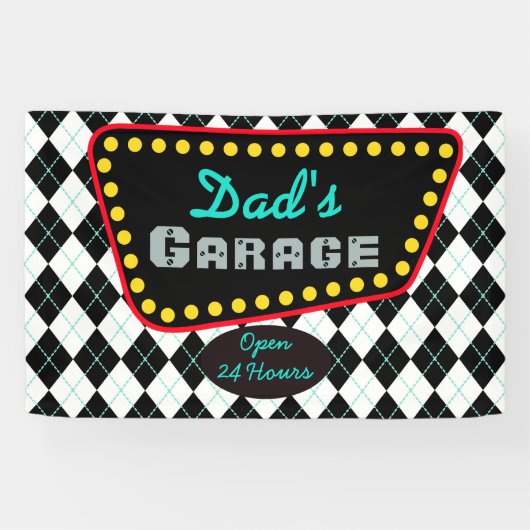 Cadeau Vader's Garage Uithangbord Banner (Horizontaal)