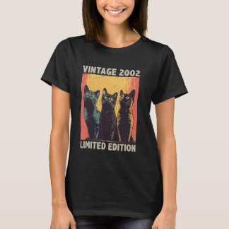 Cadeau van 23 jaar oud Retro Vintage 2002 Kattenli T-shirt