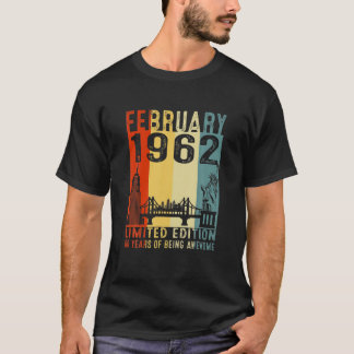 Cadeau van 60-jarige leeftijd februari 1962 beperk t-shirt