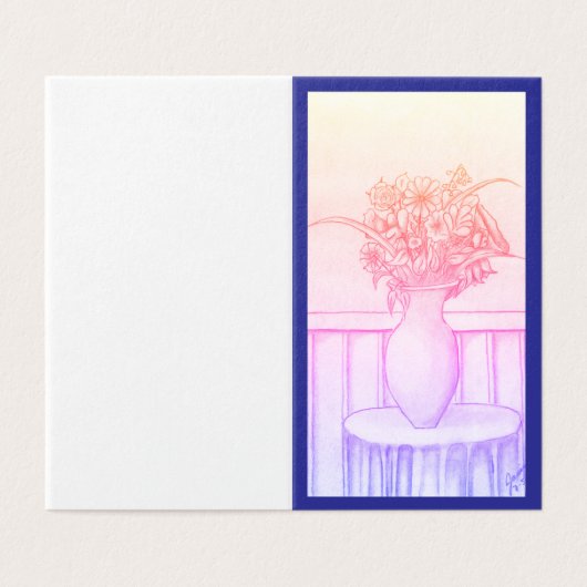 Cadeau van bloemen - Blauw Kaart (Buitenkant ongevouwen)