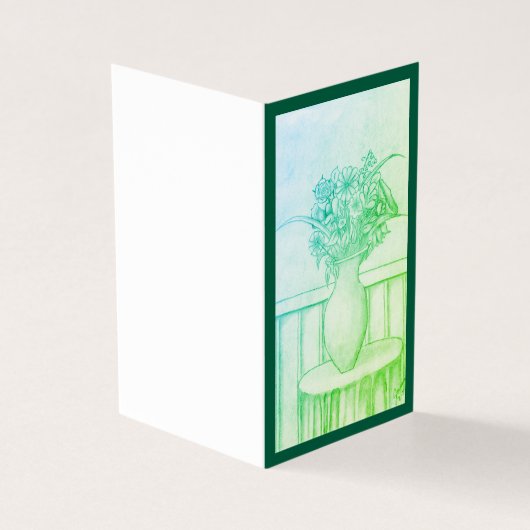 Cadeau van bloemen - Groen Kaart (Buitenkant)