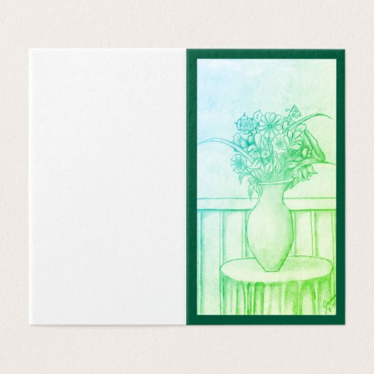 Cadeau van bloemen - Groen Kaart (Buitenkant ongevouwen)