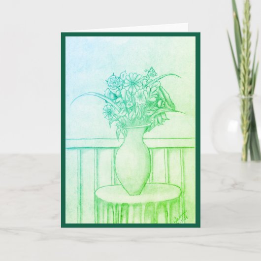 Cadeau van bloemen - Groen Notitiekaartje (Voorkant)