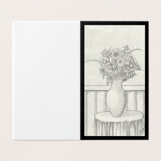 Cadeau van bloemen - Zwart Kaart (Buitenkant ongevouwen)