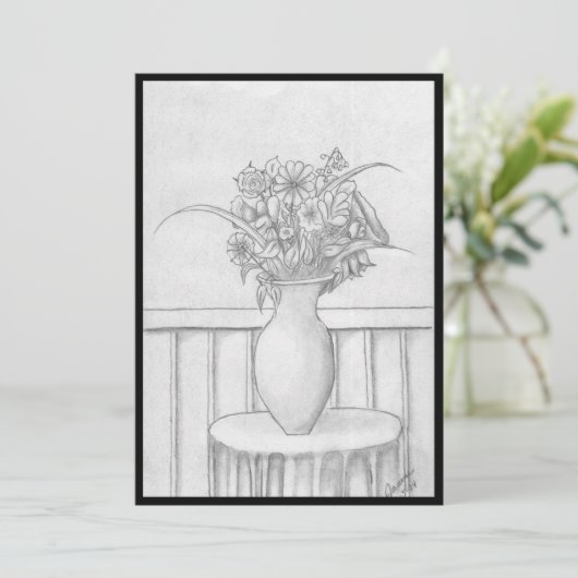 Cadeau van bloemen - Zwart Kaart (Staand voorkant)