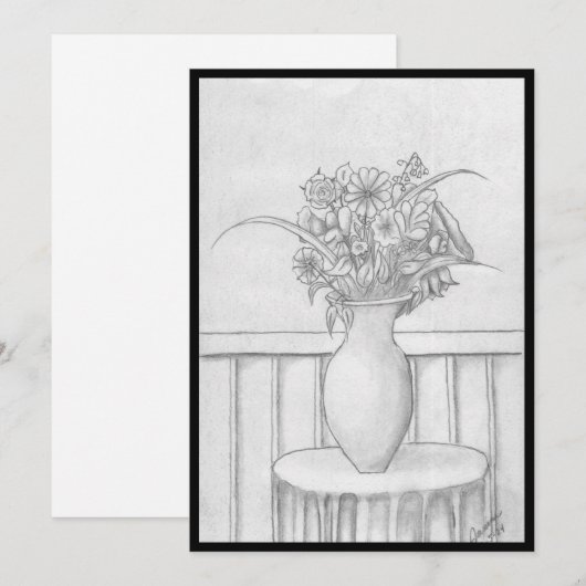 Cadeau van bloemen - Zwart Kaart (Voorkant / Achterkant)