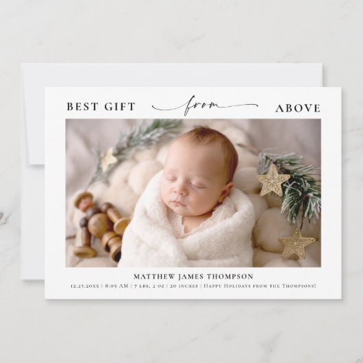 Cadeau van Boven Elegant Christmas Baby Foto Feestdagenkaart (Voorkant)