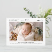 Cadeau van Boven Elegant Christmas Baby Foto Feestdagenkaart (Staand voorkant)