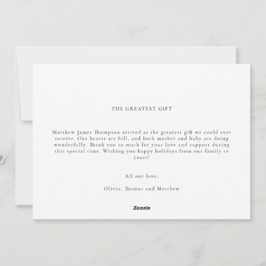 Cadeau van Boven Elegant Christmas Baby Foto Feestdagenkaart (Achterkant)