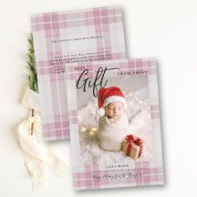 Cadeau van Boven Roze Tartan Moderne Baby Kerstmis