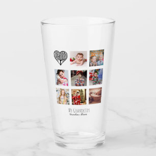 Cadeau van een familiebomen fotocollage voor oma glas