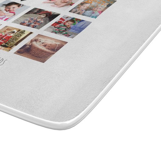 Cadeau van familiebomen foto collage voor oma snijplank (Hoek)