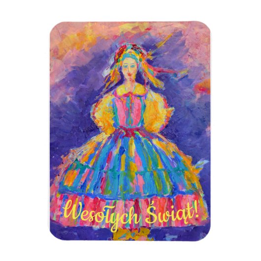 cadeau van het Poolse kerstfeest Wesołych Świąt Magneet (Verticaal)