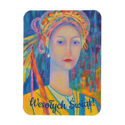 cadeau van het Poolse kerstfeest Wesołych Świąt Magneet (Verticaal)