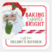 Cadeau van Keuken Bakken Geesten Bright Santa Vierkante Sticker (Voorkant)